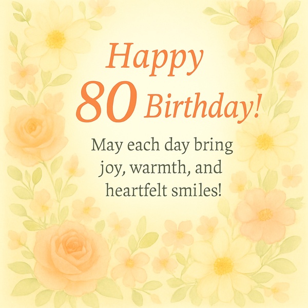 Picture greeting for 80th Birthday anniversary with flowers (#21)